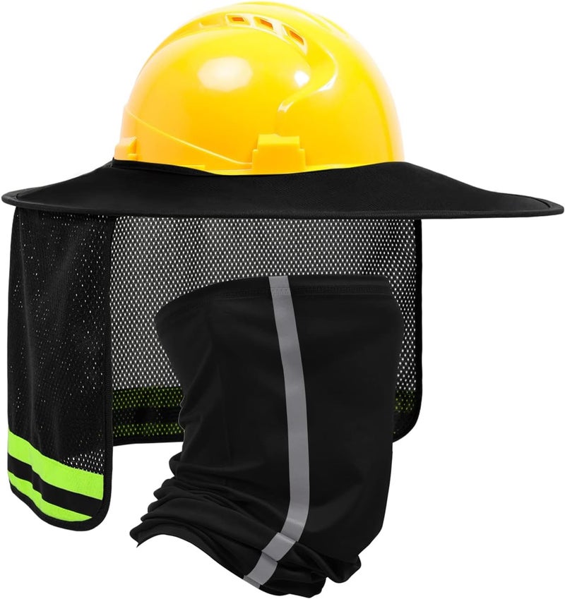TCCFCCT Full Brim Mesh Neck Sun Shield, High Visibility Sun Visor Neck Protection and Bandana Headband Face Scarf, Hard Hat Accessories, 2 Packs, Black - Image 1